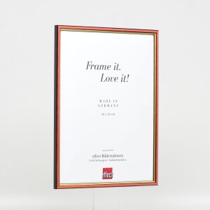 Efecto marco de madera perfil 23 rojo 14,8x21 cm cristal de museo