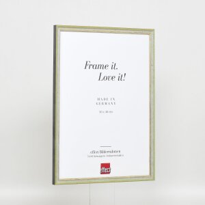 Efecto marco de madera maciza perfil 25 verde 14,8x21 cm cristal de museo