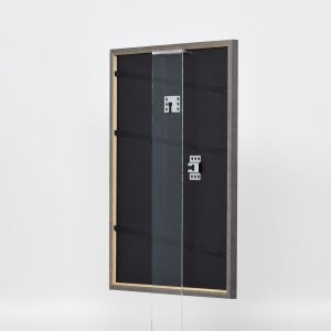 Efecto marco de madera maciza perfil 25 nuez marrón 14,8x21 cm cristal de museo
