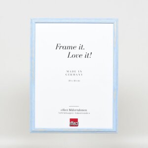Efecto marco de madera perfil 32 azul 14,8x21 cm cristal de museo