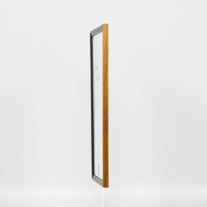 Efecto Marco de madera maciza Perfil 22 marrón-oro 18x24 cm Cristal acrílico