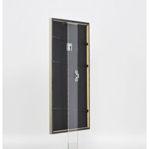 Efecto marco de madera maciza perfil 29 plata 18x32 cm cristal antirreflejos