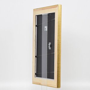 Efecto marco de madera perfil 95 oro 20x20 cm cristal normal