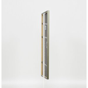 Efecto marco de madera maciza perfil 29 plata 20x25 cm cristal acrílico