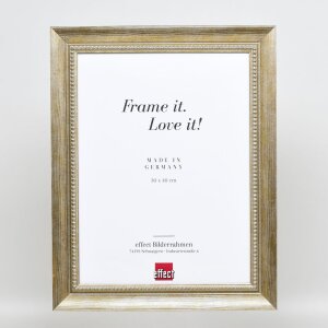 Efecto marco de madera maciza perfil 28 oro 23x70 cm cristal transparente