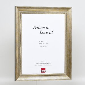 Efecto marco de madera maciza perfil 28 oro 23x70 cm cristal transparente