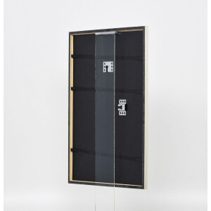 Efecto marco de madera maciza perfil 29 plata 25x35 cm cristal transparente