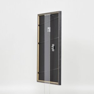 Efecto marco de madera maciza perfil 25 gris 25x35 cm cristal de museo