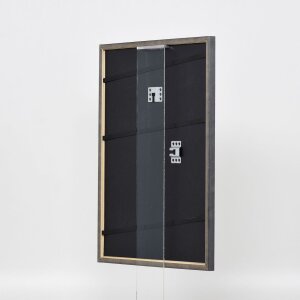 Efecto marco de madera maciza perfil 25 gris 25x35 cm cristal de museo