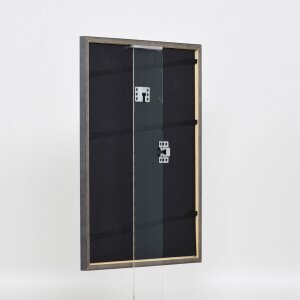 Efecto marco de madera maciza perfil 25 gris 25x35 cm cristal de museo