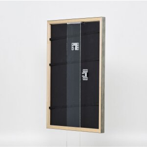 Efecto marco de madera perfil 2070 vidrio museo 25x35 cm plata