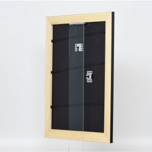 Efecto marco de madera maciza perfil 30 negro 25x50 cm cristal de museo