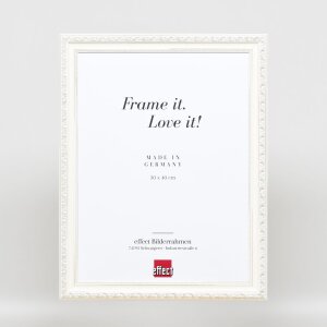 Marco barroco efecto madera perfil 37 blanco 25x50 cm cristal museo