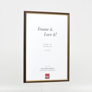 Efecto marco de madera perfil 23 nuez marrón 25x60 cm cristal antirreflejos
