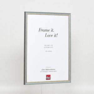 Efecto marco de madera maciza perfil 25 azul 25x60 cm cristal antirreflejos