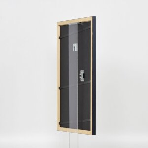Efecto marco de madera perfil 38 gris 25x60 cm cristal de museo