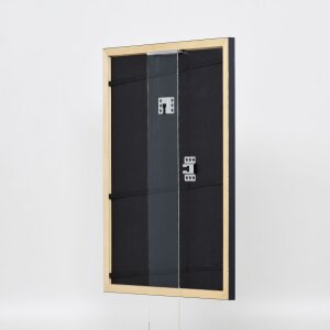 Efecto marco de madera perfil 38 gris 25x60 cm cristal de museo