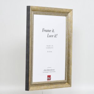 Efecto marco de madera maciza perfil 28 oro 25x70 cm cristal transparente