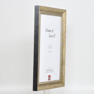 Efecto marco de madera maciza perfil 28 oro 25x70 cm cristal de museo