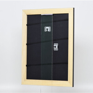 Efecto marco de madera maciza Perfil 30 negro 25x80 cm cristal transparente