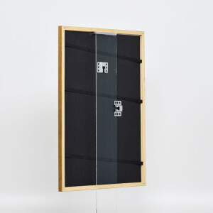 Efecto Marco de madera maciza Perfil 22 marrón-oro 27x48 cm Cristal acrílico