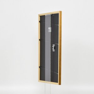 Efecto marco de madera maciza perfil 22 marrón-oro 27x48 cm cristal de museo