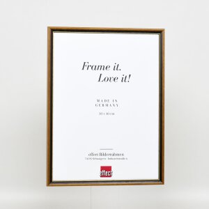 Efecto marco de madera maciza perfil 22 marrón-oro 27x48 cm cristal de museo