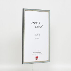 Efecto marco de madera maciza perfil 25 azul 28x35 cm cristal de museo