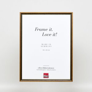 Efecto marco de madera maciza perfil 22 marrón-oro 29,7x42 cm cristal acrílico
