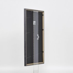 Efecto marco de madera maciza perfil 25 gris 29,7x42 cm cristal de museo