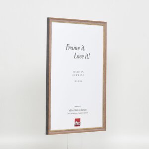 Efecto marco de madera maciza perfil 25 marrón nuez 29,7x42 cm cristal de museo