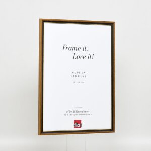 Efecto marco de madera maciza perfil 22 marrón-oro 30x30 cm cristal transparente