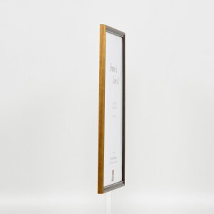 Efecto marco de madera maciza perfil 22 marrón-oro 30x30 cm cristal transparente