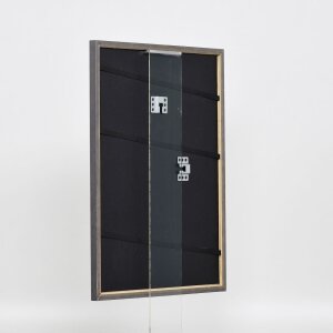 Efecto marco de madera maciza perfil 25 nuez marrón 30x30 cm cristal de museo