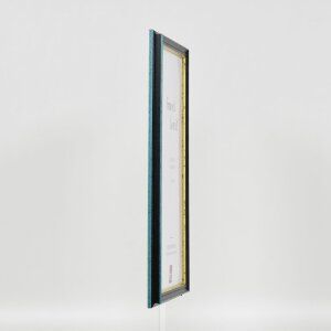 Efecto marco de madera perfil 21 azul 30x45 cm cristal de museo