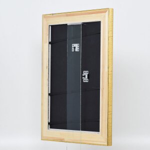 Efecto marco de madera perfil 95 oro 35x100 cm cristal antirreflejos