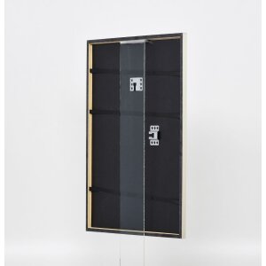 Efecto marco de madera maciza perfil 29 plata 35x50 cm cristal de museo