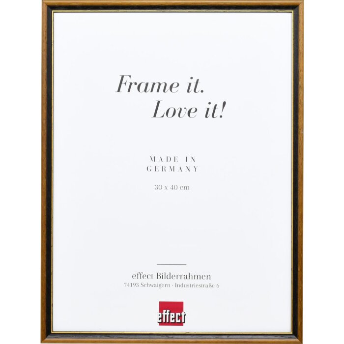 Efecto marco de madera maciza perfil 22 marrón-oro 40x50 cm cristal antirreflejo