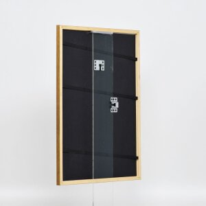 Efecto Marco de madera maciza Perfil 22 marrón-oro 40x50 cm Vidrio de museo