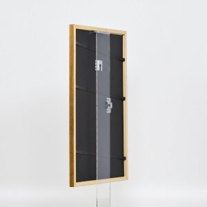 Efecto Marco de madera maciza Perfil 22 marrón-oro 40x50 cm Vidrio de museo