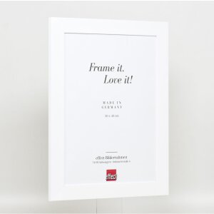 Efecto marco de madera maciza Perfil 30 blanco 42x59,4 cm cristal de museo