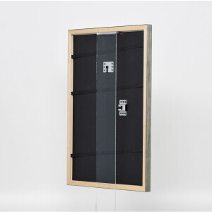 Efecto marco de madera perfil 2070 vidrio museo 50x50 cm plata