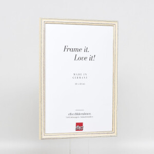 Efecto marco de madera perfil 38 blanco 50x65 cm cristal de museo