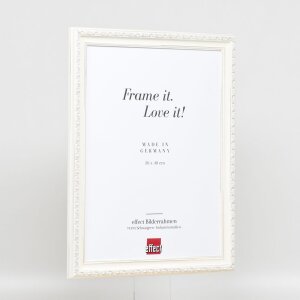 Marco barroco efecto madera perfil 37 blanco 50x65 cm cristal museo