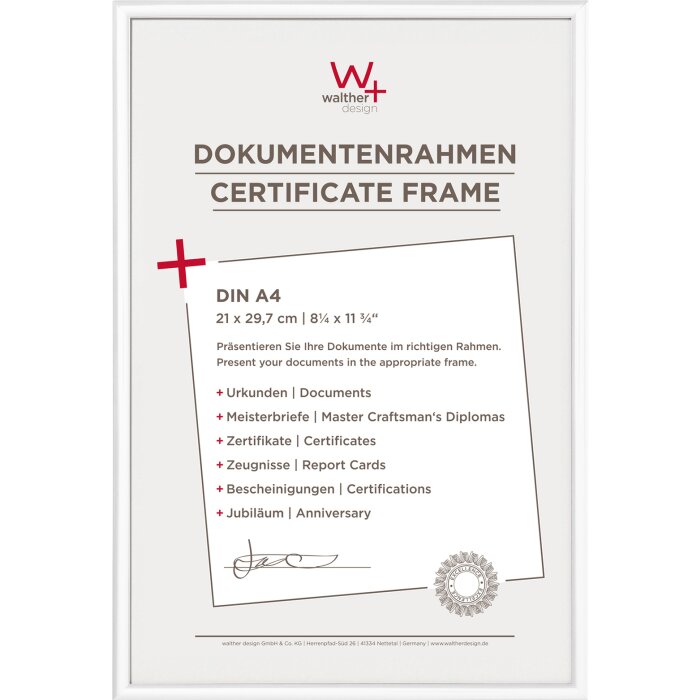 Walther Marco de plástico new lifestyle 21x29,7 cm blanco din a4 document frame