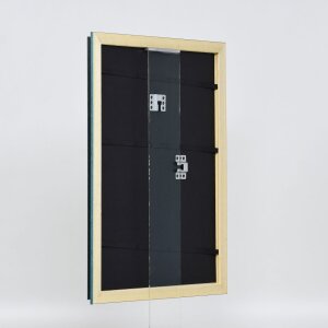 Efecto marco de madera perfil 21 azul 60x90 cm cristal de museo