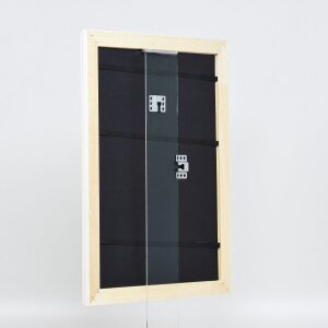 Marco barroco efecto madera perfil 37 blanco 61x91,5 cm cristal museo