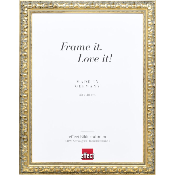 Efecto marco de madera perfil 94 oro 61x91,5 cm cristal de museo