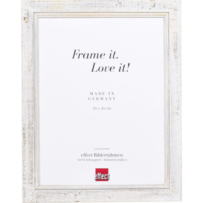 Portarretratos efecto madera maciza 2240 blanco 62x93 cm cristal antirreflejos