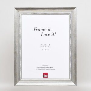 Efecto marco de madera maciza perfil 28 plata 62x93 cm cristal museo